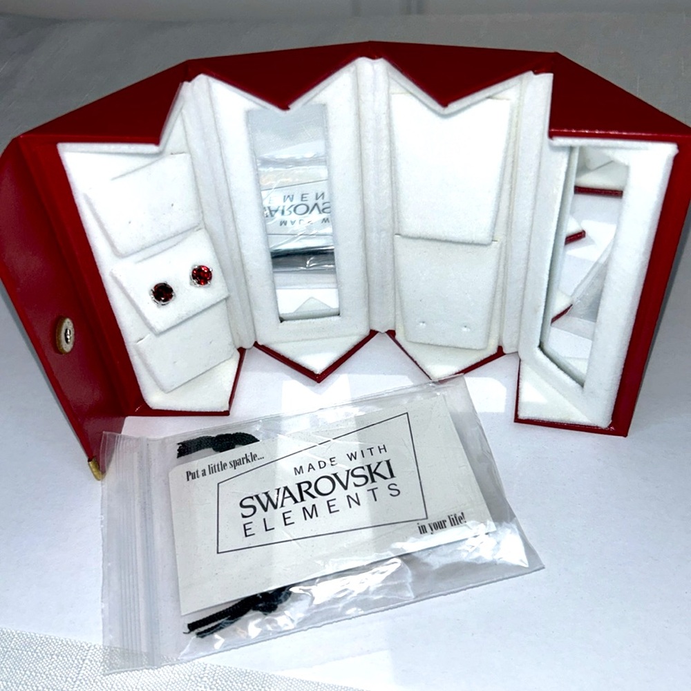 Swarovski Red Red Stud Earrings and Jewelry Box